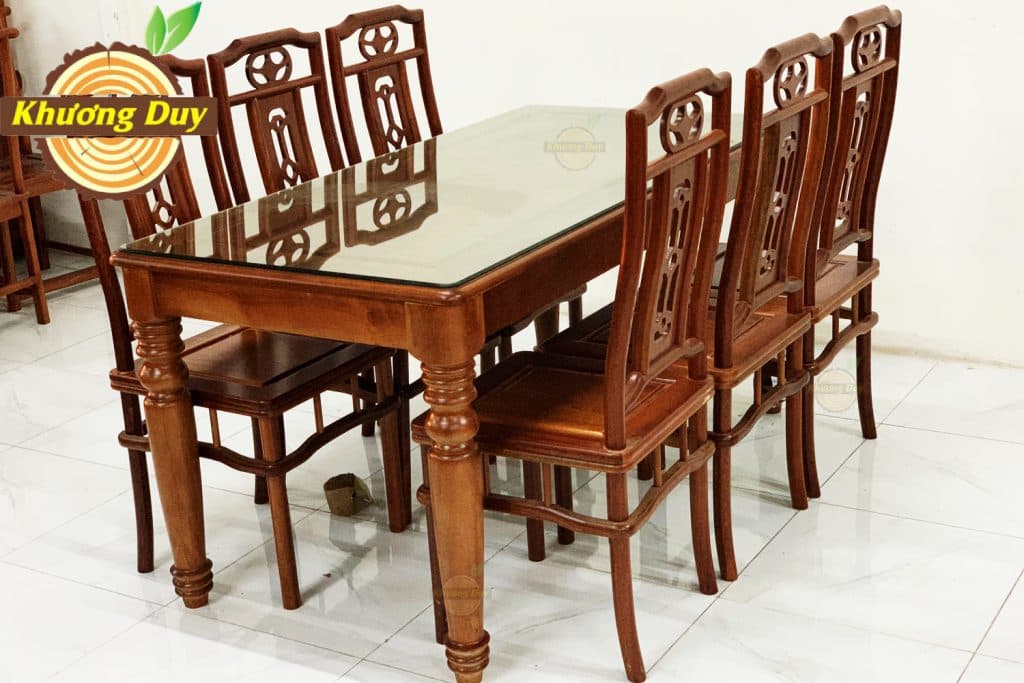 bộ bàn ăn 6 ghế gỗ xoan đào giá rẻ