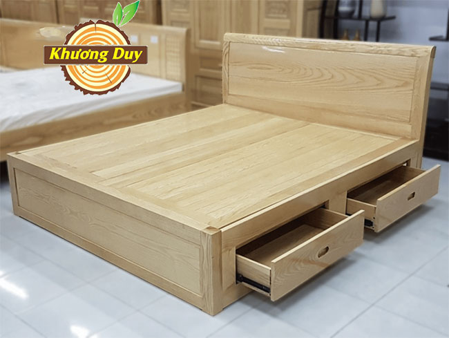 giường ngăn kéo gỗ sồi giá rẻ