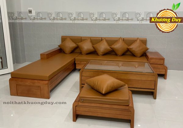 sofa góc gỗ tự nhiên