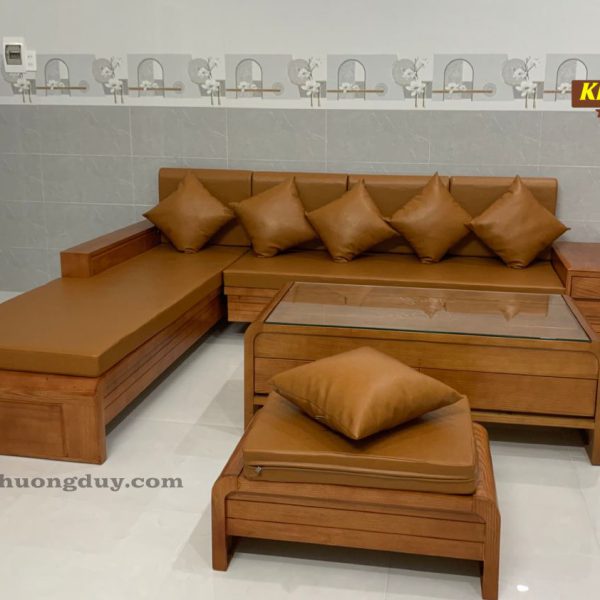 sofa góc gỗ tự nhiên